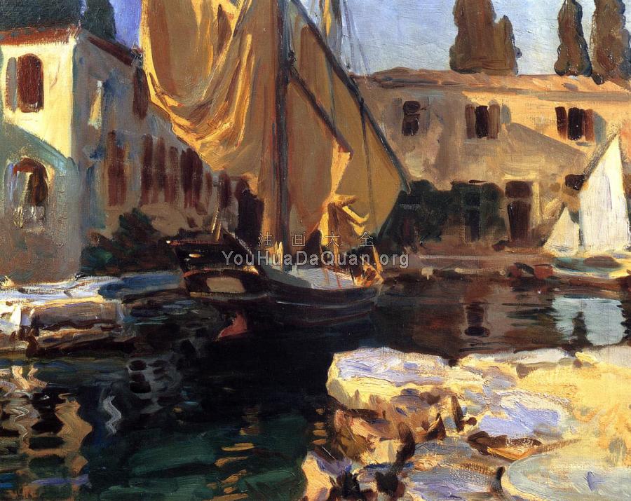 San Vigilio,A Boat with Golden Sail - 约翰·辛格·萨金特